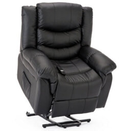 More4Homes Seattle Electric Single Motor Rise Recliner Armchair Sofa Home Lounge Bonded Leather Chair (Black) - thumbnail 4