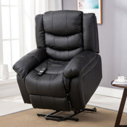 More4Homes Seattle Electric Single Motor Rise Recliner Armchair Sofa Home Lounge Bonded Leather Chair (Black)