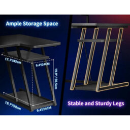 Gaming Desk With Led Lights, 100Cm Computer Desk With Monitor Stand, L - thumbnail 5