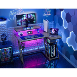 Gaming Desk With Led Lights, 100Cm Computer Desk With Monitor Stand, L - thumbnail 3