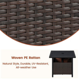 Yaheetech Black Outdoor Wicker Side Table With Patio Umbrella Hole - thumbnail 5