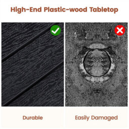 Yaheetech Black Outdoor Wicker Side Table With Patio Umbrella Hole - thumbnail 6