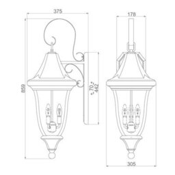 Elstead Lighting Oakmont 3 Light Large Wall Lantern - Patina Bronze - thumbnail 5