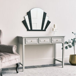 Melody Maison Black Glass Art Deco Arch Fan Wall Mirror 80Cm X 60Cm - thumbnail 3