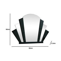Melody Maison Black Glass Art Deco Arch Fan Wall Mirror 80Cm X 60Cm - thumbnail 9