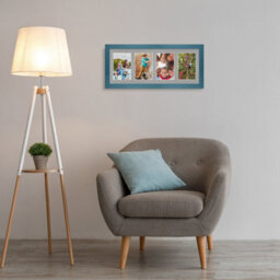 AK Frames 50X20Cm Navy Blue Modern Multi Photo Frame With Silver Mount - Holds 4 Apertures (4X) 6X4 Photos - thumbnail 3
