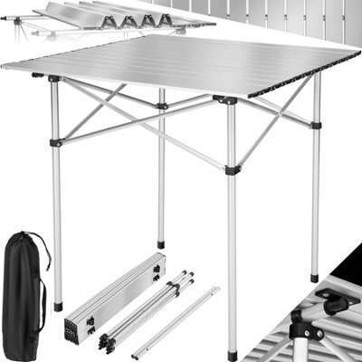 Tectake 1 Aluminum Folding Camping Table With Carrying Case, 70X70X70 Cm  - Grey - image 1