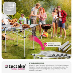 Tectake 1 Aluminum Folding Camping Table With Carrying Case, 70X70X70 Cm  - Grey - thumbnail 8