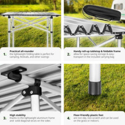 Tectake 1 Aluminum Folding Camping Table With Carrying Case, 70X70X70 Cm  - Grey - thumbnail 4