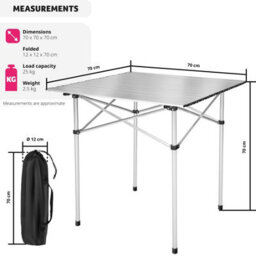 Tectake 1 Aluminum Folding Camping Table With Carrying Case, 70X70X70 Cm  - Grey - thumbnail 6