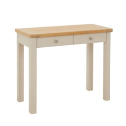 The Furniture Market Marbury Putty Grey Painted Two Drawer Dressing Table Desk Solid Wood Desk Whitewashed Oak Top Bedroom Vanity Or Home Office - thumbnail 5