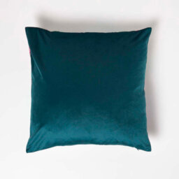 Homescapes Floral Peacock Pink & Green Filled Velvet Cushion 46 X 46 Cm - thumbnail 3