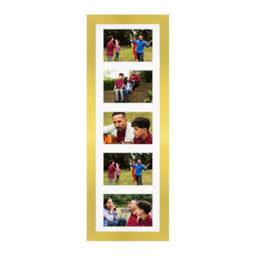 AK Frames 26X8 Gold Sleek Multi Photo Frame With White Mount - Holds 5 Apertures (5X) 6X4 Photos
