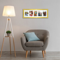 AK Frames 26X8 Gold Sleek Multi Photo Frame With White Mount - Holds 5 Apertures (5X) 6X4 Photos - thumbnail 3