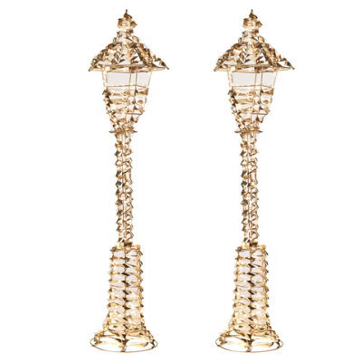 Urbn-Living Urbnliving 90Cm Tall 2 Pcs Gold Lamp Post 300 Led Fairy Lights Indoor Outdoor Xmas Lantern Decoration - image 1