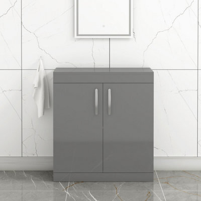 Royal Bathrooms Turin 800mm Indigo Grey Gloss Floor Standing Worktop Vanity Unit - 2 Doors - image 1
