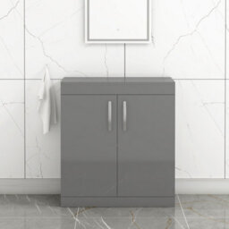 Royal Bathrooms Turin 800mm Indigo Grey Gloss Floor Standing Worktop Vanity Unit - 2 Doors - thumbnail 1