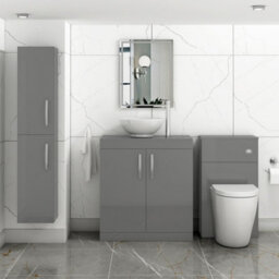 Royal Bathrooms Turin 800mm Indigo Grey Gloss Floor Standing Worktop Vanity Unit - 2 Doors - thumbnail 2