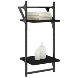 Berkfield 2-Tier Wall Shelves With Bars 2 Pcs Black 30X25X65 Cm - thumbnail 3