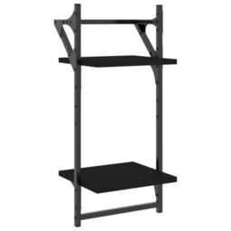 Berkfield 2-Tier Wall Shelves With Bars 2 Pcs Black 30X25X65 Cm - thumbnail 4
