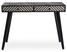 Premier Housewares Interiors By Premier Black And White Two Drawer Console Table, Mid Century Modern Wooden Console With Storage - thumbnail 1