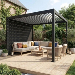 Sweeek - Louvered Pergola 4X3M And 3M Vertical Adjustable Louver Panel Anthracite - Triomphe - thumbnail 3