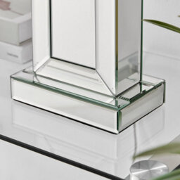 Furniturebox Talia Tall Contemproary Mirrored Glass Table Lamp With A Black Fabric Light Shade Including A Rated Energy Efficient Led Bulb - thumbnail 3