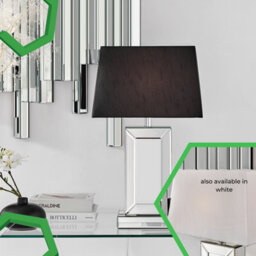 Furniturebox Talia Tall Contemproary Mirrored Glass Table Lamp With A Black Fabric Light Shade Including A Rated Energy Efficient Led Bulb - thumbnail 7