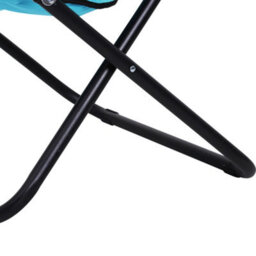 Outsunny Folding Saucer Moon Chair Oversized Padded Seat Round Oxford Blue - thumbnail 8