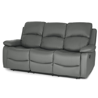 Bravich Charcoal Grey Faux Leather Manual Recliner Sofa - 3 Seater - image 1