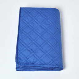 Homescapes Luxury Navy Blue Quilted Velvet Bedspread Geometric Pattern 'paragon Diamond' Throw, 200 X 200 Cm - thumbnail 2