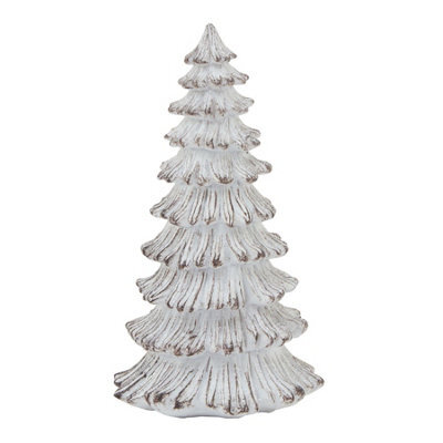 Hill Interiors Snowy Pine Tree Sculpture White (25Cm X 14Cm X 14Cm)