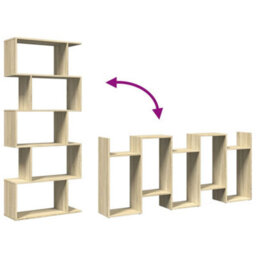 Berkfield Room Divider Bookcase 5-Tier Sonoma Oak 70X24X161 Cm Engineered Wood - thumbnail 8