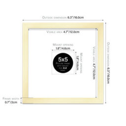"5X5"" Gold Picture Frame - 5X5"" Square Frame With 2X2"" Mount For 5X5""/2X2"" Pictures Art Deco Style Room Decor, 1 Pack" - thumbnail 2