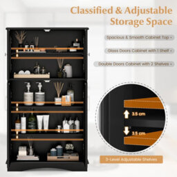 Gainoom Bathroom Floor Storage Cabinet Freestanding Linen Storage Cabinet W/ 4 Doors & 3 Adjustable Shelves - thumbnail 9