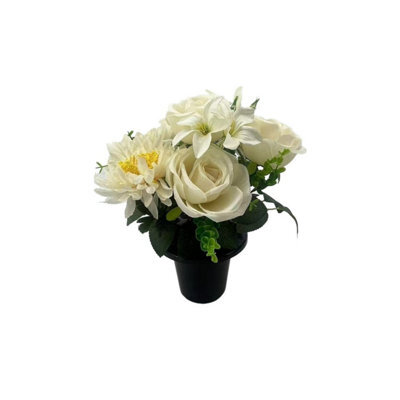 Essential Garden Mix Remembrance Grave Pot - White Pack Of 3
