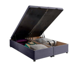 Adore Designs Chesterfield Winged Plush Velvet Ottoman Storage Bed, With Footboard - 3Ft Single - Grey - thumbnail 2