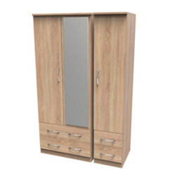 Hampshire Triple 4 Drawer Mirror Wardrobe In Bardolino Oak (Ready Assembled) - thumbnail 3