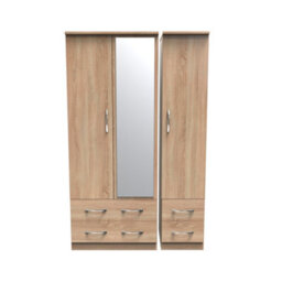 Hampshire Triple 4 Drawer Mirror Wardrobe In Bardolino Oak (Ready Assembled) - thumbnail 1