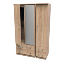 Hampshire Triple 4 Drawer Mirror Wardrobe In Bardolino Oak (Ready Assembled) - thumbnail 5