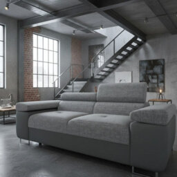 Torezio Sofa 2 Two Seater With Adjustable Headrests Chipboard Wooden Frame 198X102X70 90Cm Grey And Grey Melange - thumbnail 1