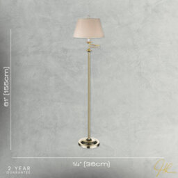 Happy Homewares Traditional Polished Brass Swing Arm Floor Lamp With Cream Shade - thumbnail 3