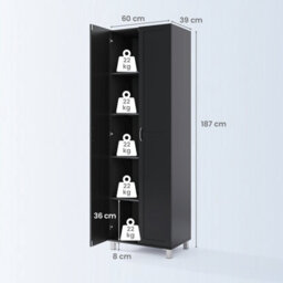 Costway Double Door Tall Storage Cabinet Freestanding Pantry Cabinet With Adjustable Shelf-Black - thumbnail 2