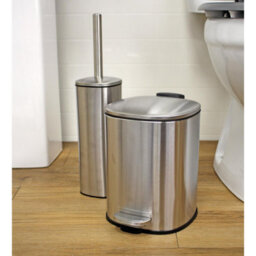 Showerdrape Capri Satin Chrome  3L Bathroom Bin & Toilet Brush Set