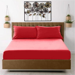 Gc Gaveno Cavailia Percale Deep Fitted Sheet King Red Extra Deep Pocket 16 Inch (40 Cm)