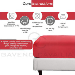 Gc Gaveno Cavailia Percale Deep Fitted Sheet King Red Extra Deep Pocket 16 Inch (40 Cm) - thumbnail 4