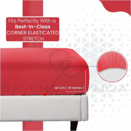 Gc Gaveno Cavailia Percale Deep Fitted Sheet King Red Extra Deep Pocket 16 Inch (40 Cm) - thumbnail 5