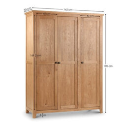 Oakham Premium Kingsley 3 Door Wardrobe In Waxed Oak - thumbnail 4