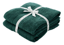 Catherine Lansfield Bathroom Anti Bacterial 500 Gsm Soft & Absorbent Cotton Bath Sheet Pair Forest Green - thumbnail 1