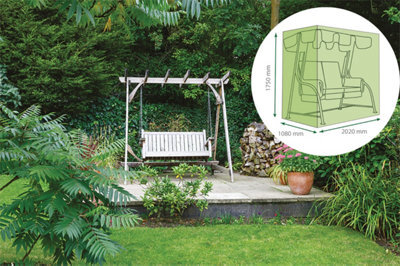 Netagon Garden Water Resistant Outdoor 3 Seater Swing Bench Seat Chair Cover In Green - image 1